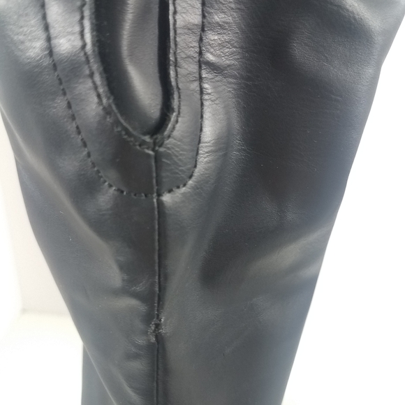 Two Lips Black Knee High Heeled Boots - Picture 13 of 13